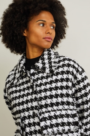 Blazer C&A Bouclé Check Femme Noir Blanche | MH4258370