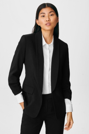 Blazer C&A Business Fitted Recycled Femme Noir | FA9245037