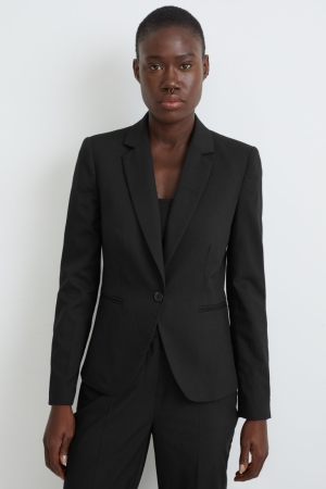 Blazer C&A Business Fitted Recycled Femme Noir | FE2418567
