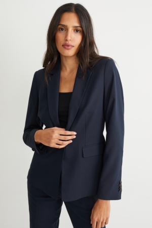 Blazer C&A Business Fitted Recycled Femme Bleu Foncé | QK7138694