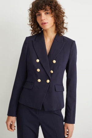 Blazer C&A Business Fitted Recycled Femme Bleu Foncé | ZV3540768