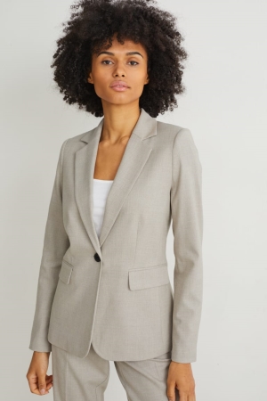Blazer C&A Business Fitted With Recycled Polyester Femme Grise Clair | JS5206817