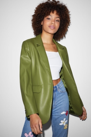 Blazer C&A Clockhouse Faux Cuir Femme Vert | PL3468912