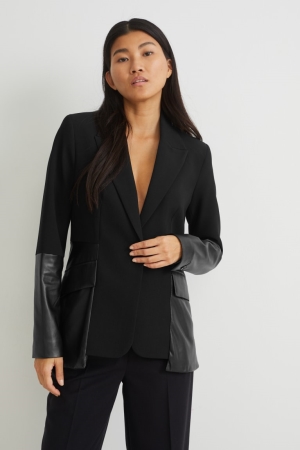 Blazer C&A Fitted Femme Noir | ZY0167392