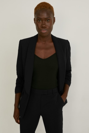 Blazer C&A Fitted Recycled Femme Noir | DZ1208736
