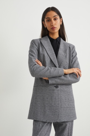 Blazer C&A Recycled Check Femme Grise Noir | MS2375046