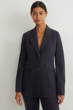 Blazer C&A Regular Fit Lenzing™ Ecovero™ Femme Bleu Foncé | JS5964018