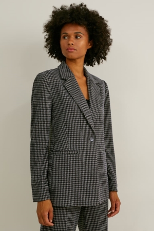 Blazer C&A Regular Fit Recycled Check Femme Noir Grise | YT8154627