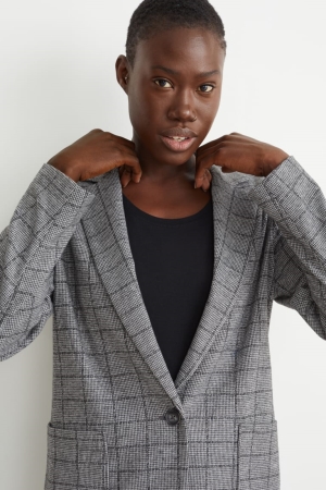 Blazer C&A Relaxed Fit Check Femme Grise Noir | IW2413986