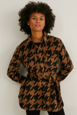 Blazer C&A Shacket Check Femme Marron | BF4561973