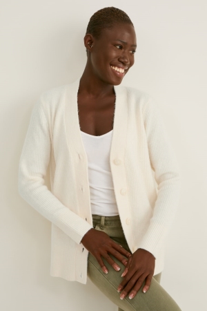 Cardigan C&A Basic Recycled Femme Blanche | ZF3862149