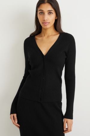 Cardigan C&A Basic With Lenzing™ Ecovero™ Femme Noir | GU0235416