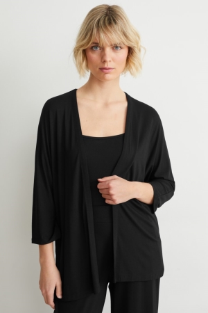 Cardigan C&A Basic With Lenzing™ Ecovero™ Femme Noir | TA3492681
