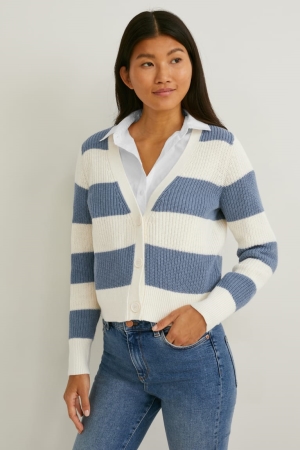 Cardigan C&A Rayé Femme Bleu Blanche | EH1986372