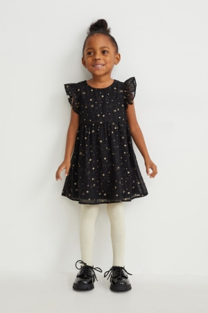 Cardigan C&A Set, And Tights 3 Piece Fille Noir | NB0465823