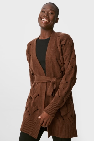 Cardigan C&A With Cashmere Recycled Italian Yarn Femme Marron Foncé | XW0475619