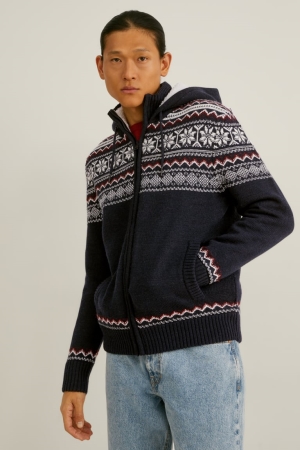 Cardigan C&A With Hood Recycled Homme Bleu Foncé | SB7019286