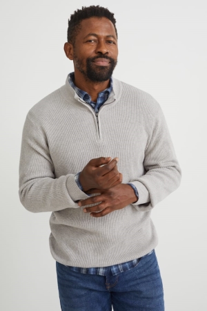 Chemises C&A And Regular Fit Button-down Collar Homme Bleu Grise | HY4759138