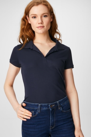 Chemises C&A Basic Polo Organic Coton Femme Bleu Foncé | OD0659721