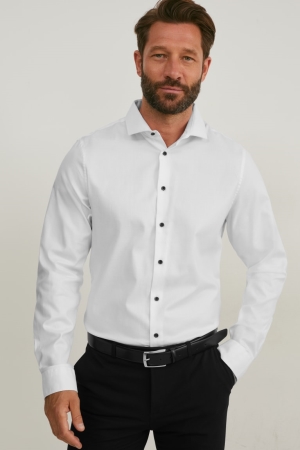Chemises C&A Business Body Fit Cutaway Collar Organic Coton Lycra® Homme Blanche | UI4536298