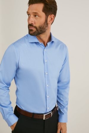 Chemises C&A Business Regular Fit Cutaway Collar Easy-iron Homme Bleu Clair | NK9872365