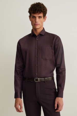 Chemises C&A Business Regular Fit Cutaway Collar Easy-iron Homme Bordeaux | TU5839672
