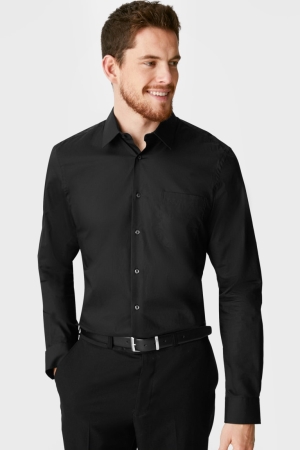 Chemises C&A Business Regular Fit Extra Long Sleeve s Easy-iron Homme Noir | CQ2036154