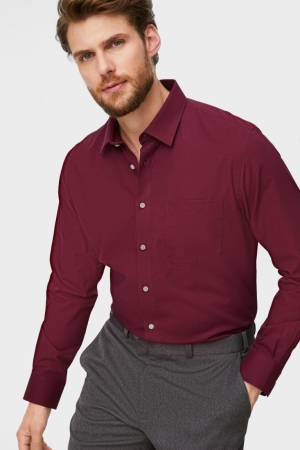 Chemises C&A Business Regular Fit Kent Collar Easy-iron Homme Rouge Foncé | AO1345980