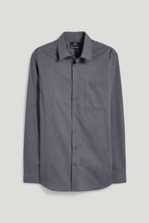 Chemises C&A Business Regular Fit Kent Collar Easy-iron Homme Grise Foncé | JO2047683