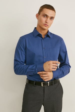 Chemises C&A Business Regular Fit Kent Collar Extra-long Sleeve s Homme Bleu Foncé | PO6415290
