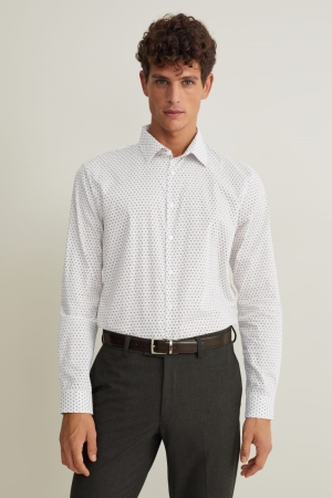 Chemises C&A Business Regular Fit Kent Collar Easy-iron Homme Beige | XP1842570