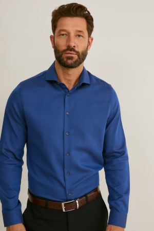 Chemises C&A Business Slim Fit Cutaway Collar Easy-iron Homme Bleu Foncé | FN9012768