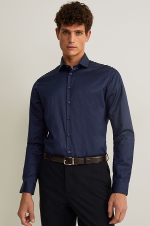 Chemises C&A Business Slim Fit Cutaway Collar Easy-iron Homme Bleu Foncé | LU9047365