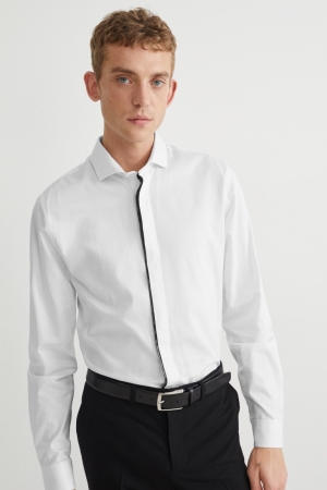 Chemises C&A Business Slim Fit Cutaway Collar Easy-iron Homme Blanche | ML1974260