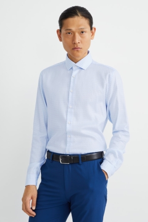 Chemises C&A Business Slim Fit Cutaway Collar Easy-iron Polka Dot Homme Bleu Clair | RI3615924