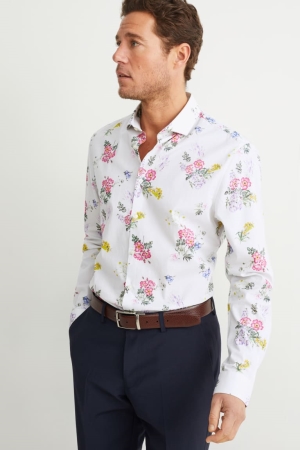 Chemises C&A Business Slim Fit Cutaway Collar Easy-iron Homme Blanche | VU2638159
