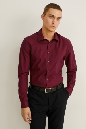 Chemises C&A Business Slim Fit Kent Collar Easy-iron Homme Bordeaux | JK1805729