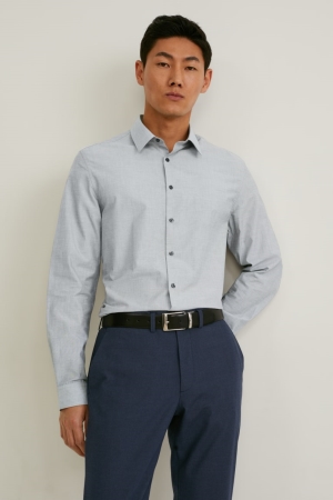 Chemises C&A Business Slim Fit Kent Collar Easy-iron Homme Grise | RH3095241
