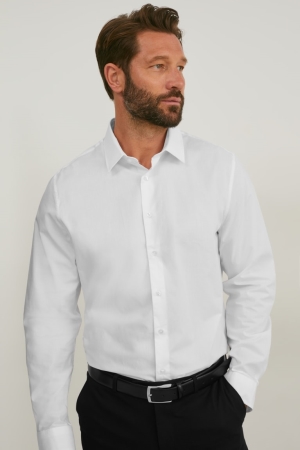 Chemises C&A Business Slim Fit Kent Collar Easy-iron Homme Blanche | VS5369741