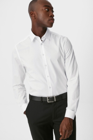 Chemises C&A Business Slim Fit Kent Collar Easy-iron Homme Blanche | WO3602498