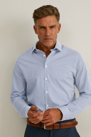 Chemises C&A Business Slim Fit Kent Collar Easy-iron Homme Bleu Clair | XV4391287