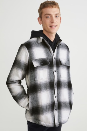 Chemises C&A Check Homme Noir Blanche | EU6540291