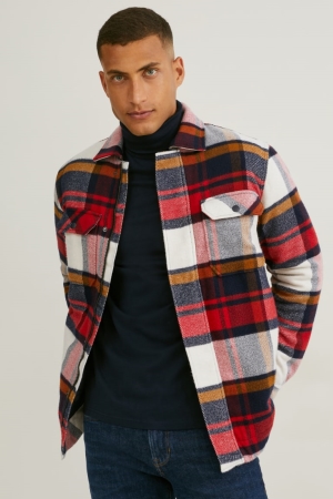 Chemises C&A Check Homme Rouge Bleu Foncé | EA8467031