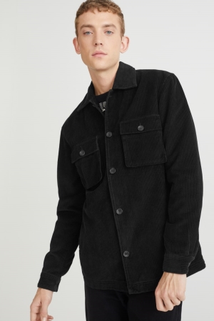 Chemises C&A Corduroy Homme Noir | JM5917864