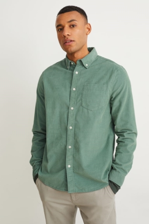 Chemises C&A Corduroy Regular Fit Button-down Collar Homme Vert | NZ2847590