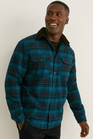 Chemises C&A Flannel Thermolite® Check Homme Turquoise | BJ4728603