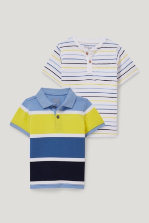Chemises C&A Multipack Of 2 Polo And Sleeve Rayé Garcon Bleu | BD3291405