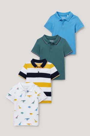 Chemises C&A Multipack Of 4 Polo Garcon Blanche Bleu | UR9523604