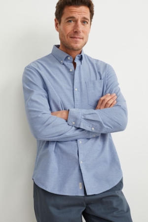 Chemises C&A Oxford Regular Fit Button-down Collar Organic Coton Homme Bleu Clair | KX6259081