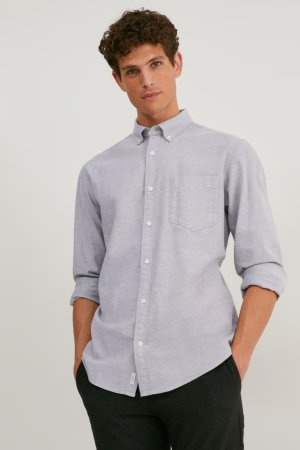 Chemises C&A Oxford Regular Fit Button-down Collar Homme Grise | OS6038792